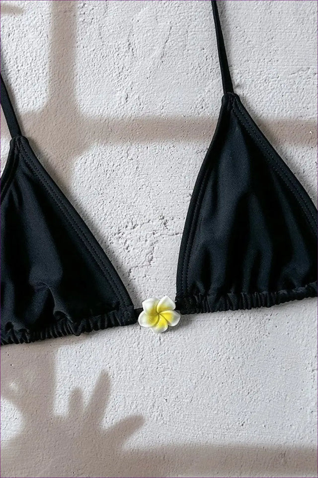 Triangle Bikini Top with Flower Charm - Easy Days