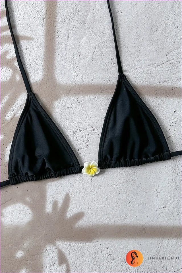 Triangle Bikini Top with Flower Charm - Easy Days