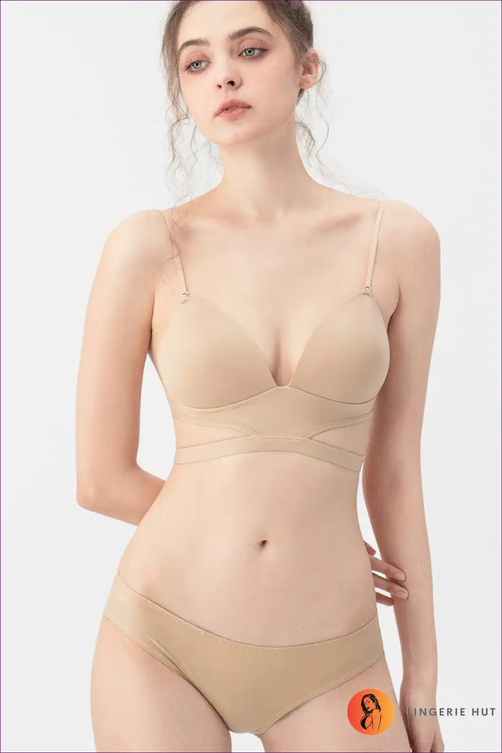 Triangle Cup Cut-out Bra Set - Contemporary Minimal Mood for Set, Casual, Cutout, Date Night, Everyday