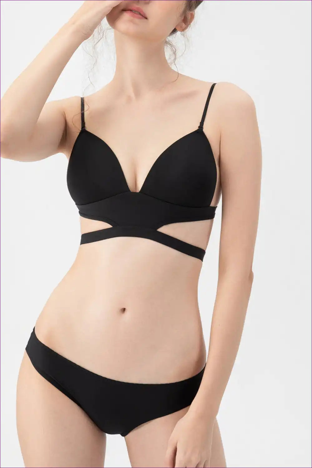 Triangle Cup Cut-out Bra Set - Contemporary Minimal Mood for Set, Casual, Cutout, Date Night, Everyday