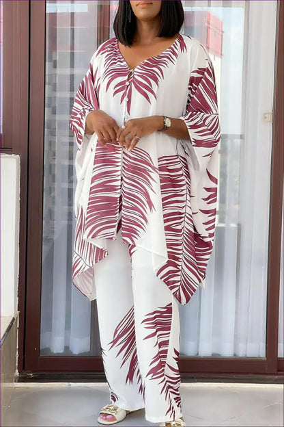 Tropical Print Kaftan Co-ord Set - Effortless Elegance for All Season, Boho, Casual, co Ord, Glamour