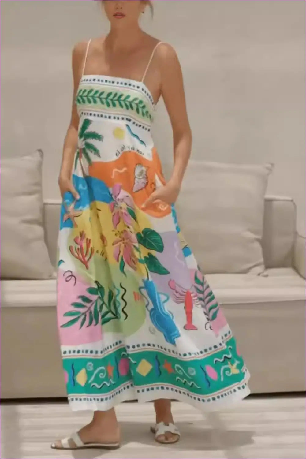 Tropical Print Maxi Dress - Summer Evenings Sorted - Dresses - Lingerie Hut - A-line • Beachwear • Boho • Casual