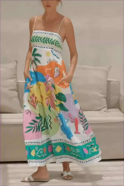 Tropical Print Maxi Dress - Summer Evenings Sorted - Dresses - Lingerie Hut - A-line • Beachwear • Boho • Casual