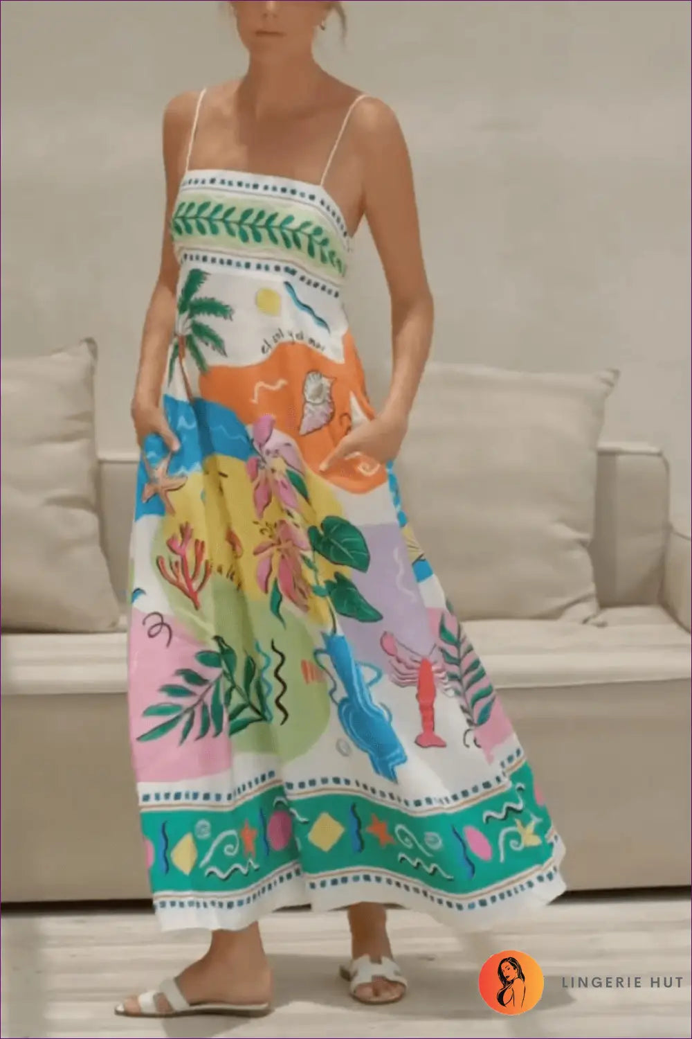 Tropical Print Maxi Dress - Summer Evenings Sorted - s / Multi - Dresses - Lingerie Hut - A-line • Beachwear • Boho