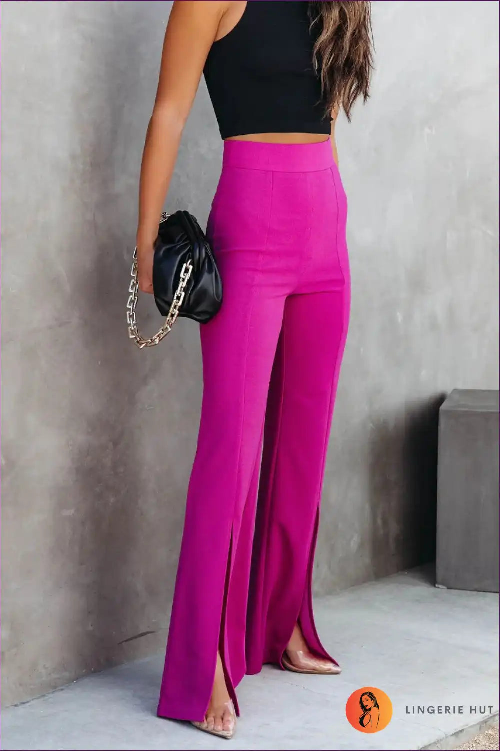 Trousers with High Waist - Power Player for All Season, Casual, Cutout, Everyday, Formal Wear