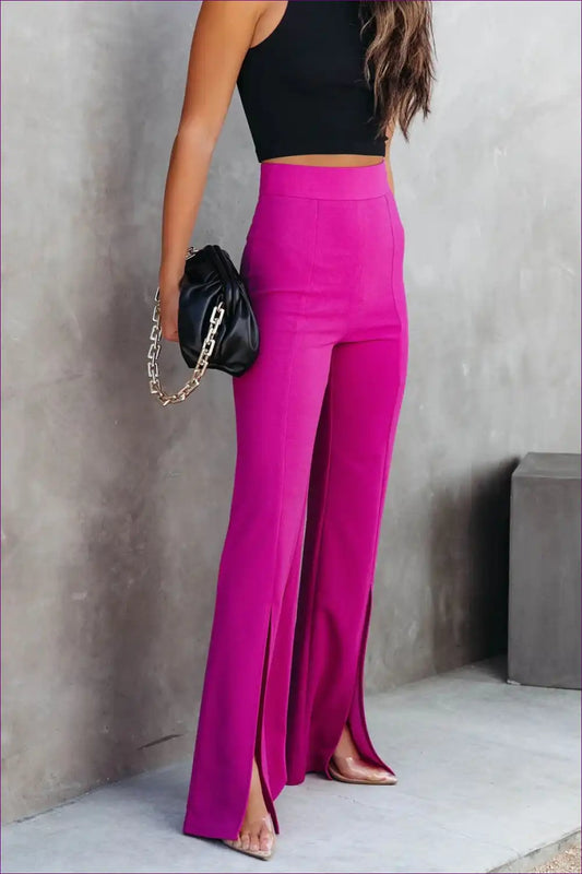 Trousers with High Waist - Power Player for All Season, Casual, Cutout, Everyday, Formal Wear