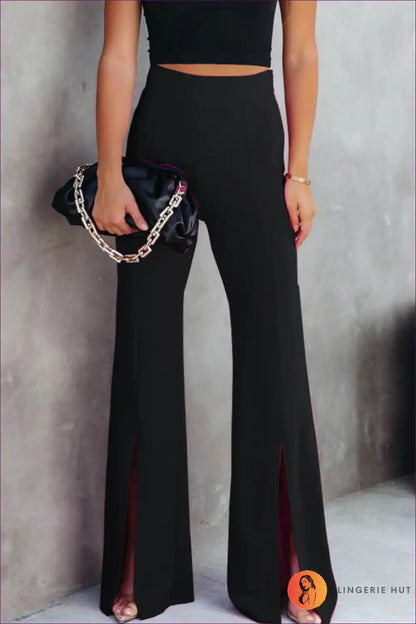Trousers with High Waist - Power Player for All Season, Casual, Cutout, Everyday, Formal Wear