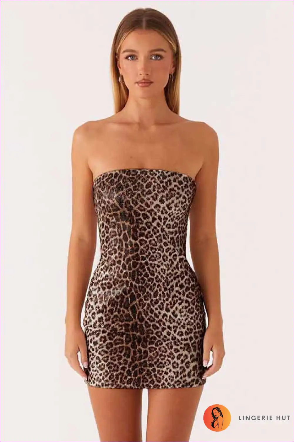 Tube Dress with Sequin Animal Print - Playful Statement for Animal, Bodycon, Clubwear, Dress, Glamour