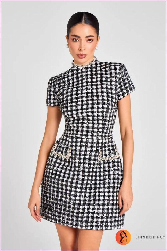 Tweed Mini A-Line Dress - Understated Glamour
