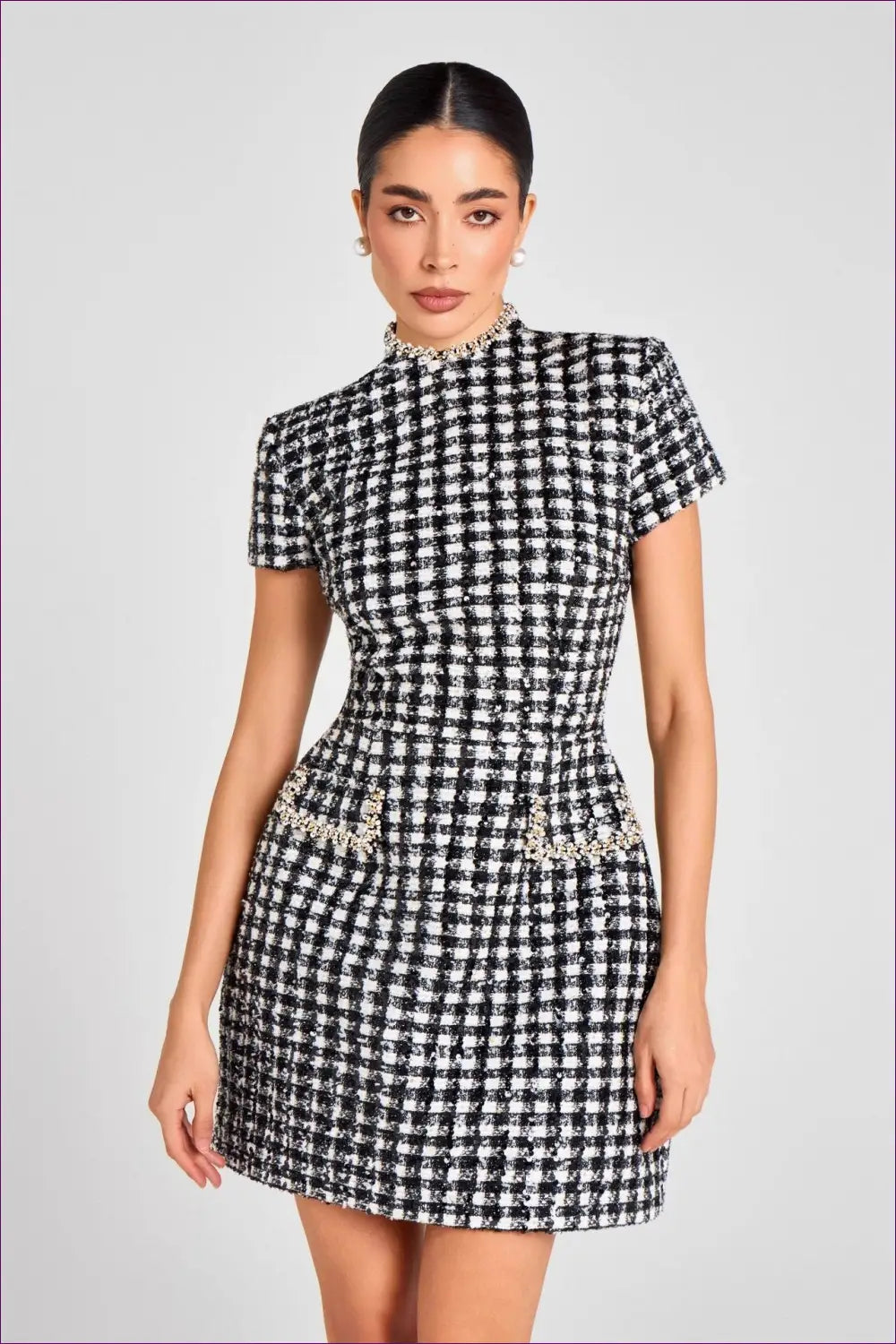 Tweed Mini A-line Dress - Understated Glamour - Dresses - Lingerie Hut - All Season • Autumn • Everyday