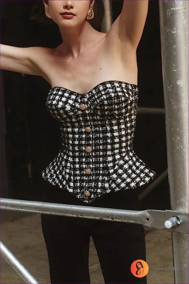 Tweed Sweetheart Corset Top - Understated Glamour