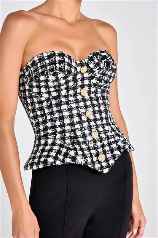 Tweed Sweetheart Corset Top - Understated Glamour - Lingerie Hut - All Season • Crop • Cutout • Evening Wear