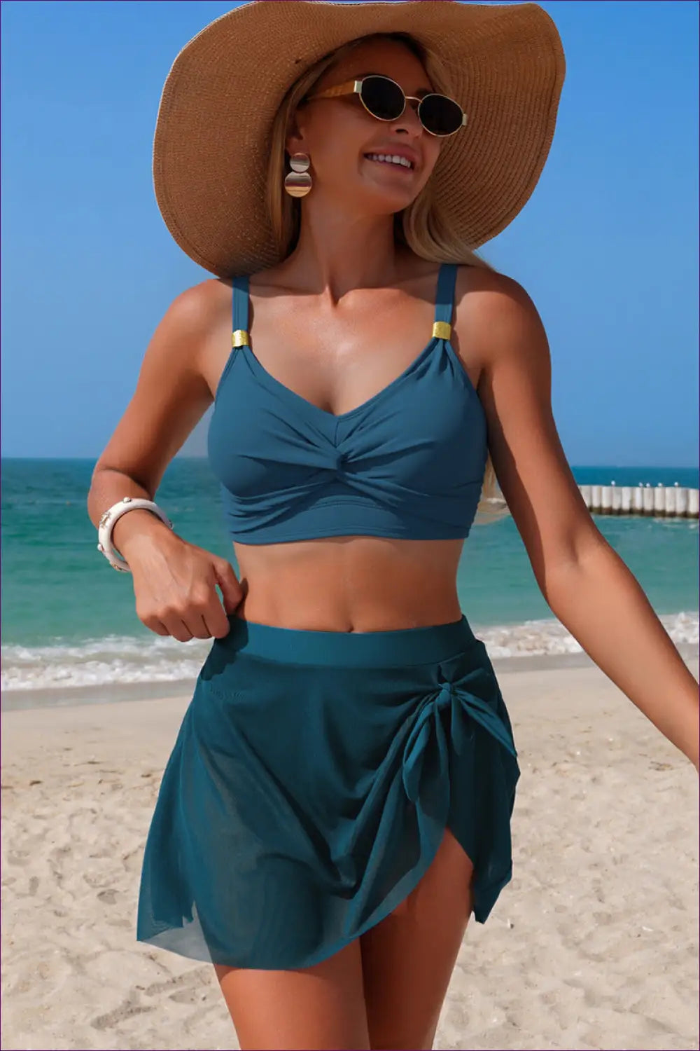 Twist Front Bikini Top with Wrap Skirt - Coastal Escape - Beachwear • Boho • just in • Sexy • Summer - Lingerie Hut
