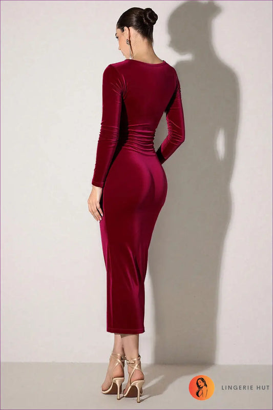 Twist Front Cut-out Midi Dress - Understated Glamour - Dresses - Lingerie Hut - Autumn • Bodycon • Cutout • Evening Wear