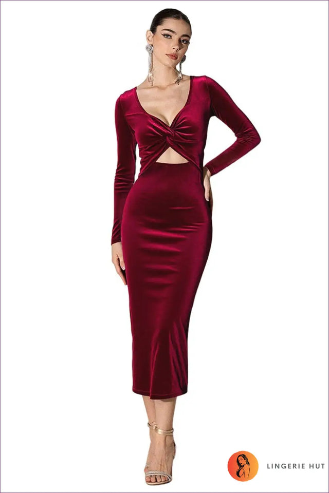 Twist Front Cut-Out Midi Dress - Understated Glamour
