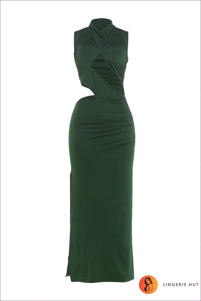 Twisted Halter Maxi Dress with Cut-Outs - Architectural Impact