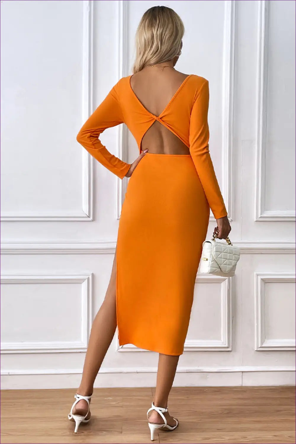 Twisted Split Bodycon Midi Dress - Effortless Evening Glamour - Dresses - Lingerie Hut - Autumn • Cutout • Date Night