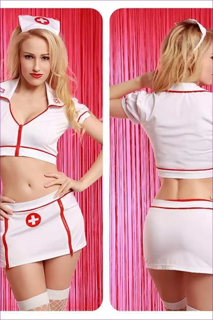Two-piece Cosplay Nurse Uniform Mini Skirt Set for Roleplay Casual, co Ord, Costume, just In,