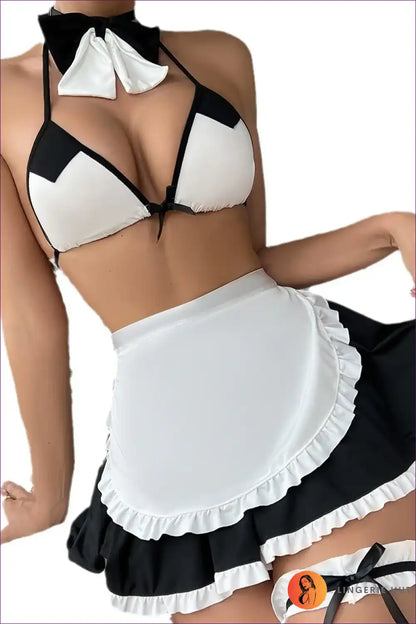 Two-piece Mesh Maid Lingerie Set with Sheer Skirt for Boudoir, co Ord, Costume, just In, Lace