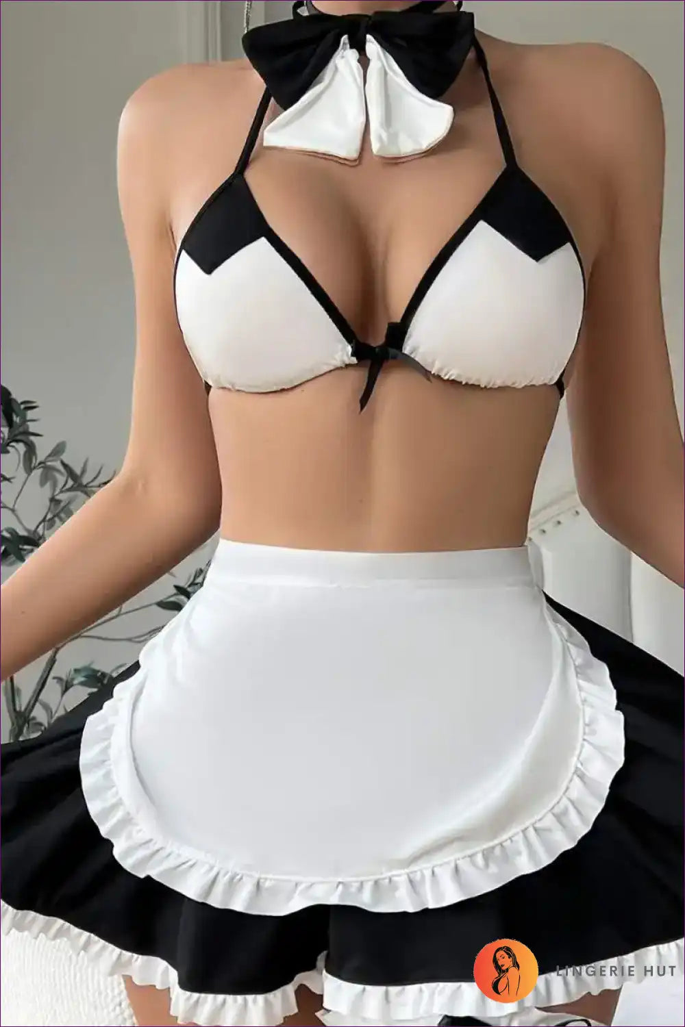 Two-piece Mesh Maid Lingerie Set with Sheer Skirt for Boudoir, co Ord, Costume, just In, Lace