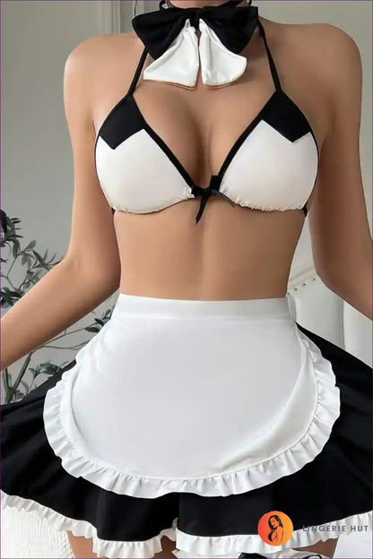 Two-piece Mesh Maid Lingerie Set with Sheer Skirt for Boudoir, co Ord, Costume, just In, Lace