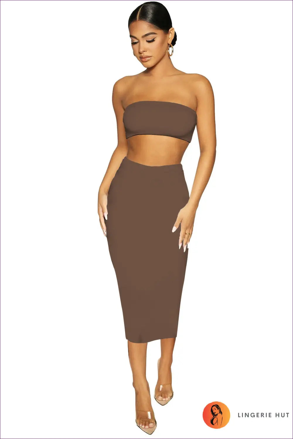 Two-piece Set with Bandeau Top - Confident Evenings - co Ord - Lingerie Hut - All Season • Bodycon • Casual • Cutout