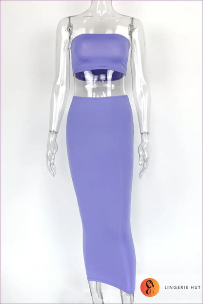 Two-piece Set with Bandeau Top - Confident Evenings - s / Purple Blue - co Ord - Lingerie Hut - All Season • Bodycon