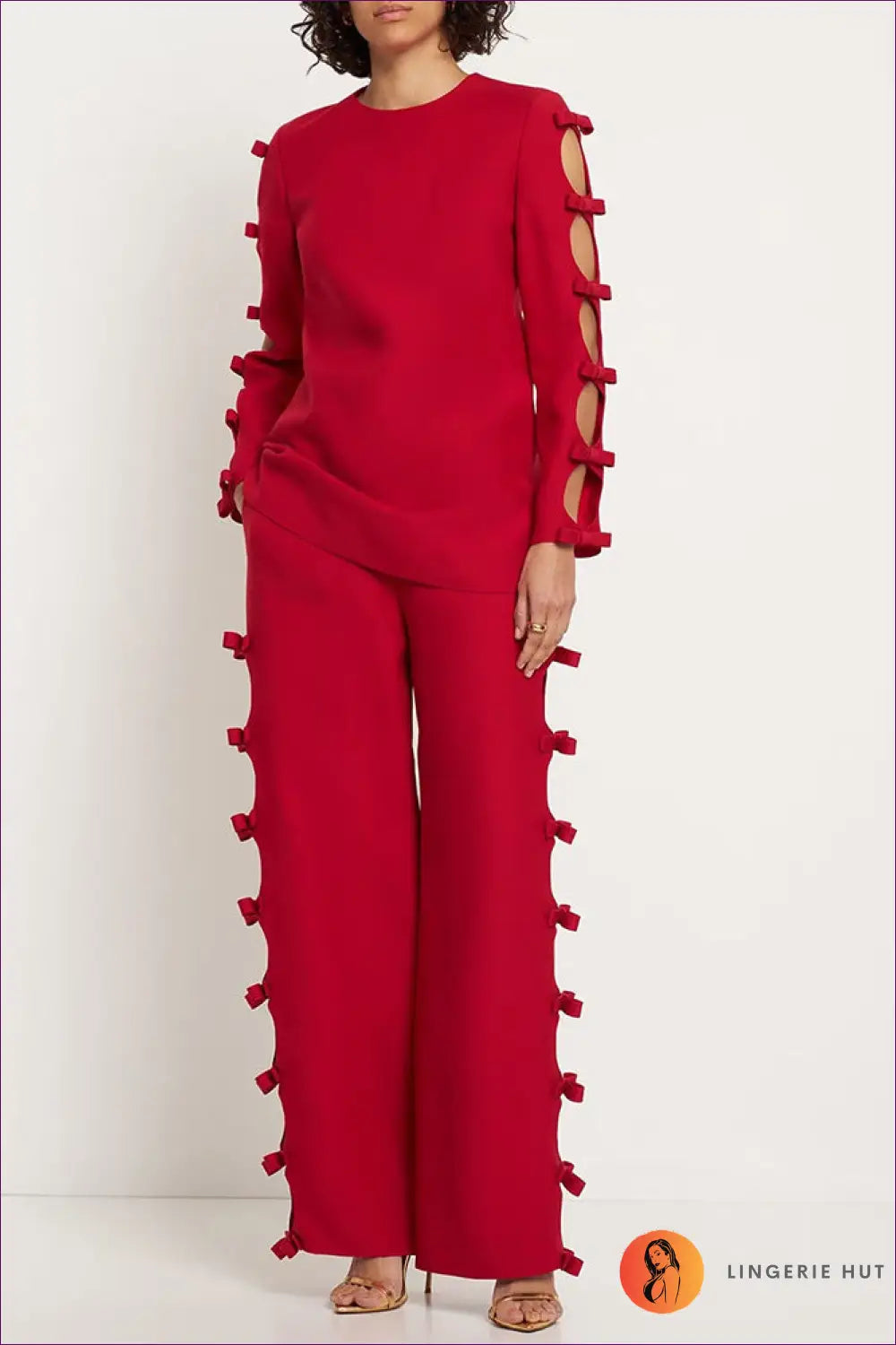 Two-piece Set with Bow Details - Playful Sophistication - s / Red - co Ord - Lingerie Hut - All Season • Autumn