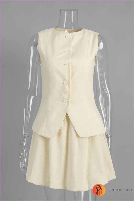 Two-piece Set with Button Details - Sunday Morning Ritual - s / Apricot - co Ord - Lingerie Hut - A-line • All Season