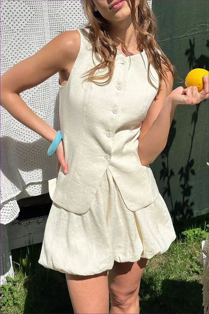 Two-piece Set with Button Details - Sunday Morning Ritual - co Ord - Lingerie Hut - A-line • All Season • Casual