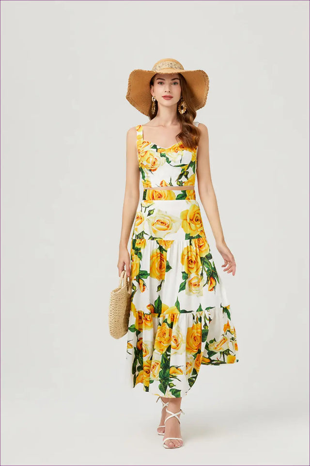 Floral Bustier Co Ord Set - Summer Festival Ease