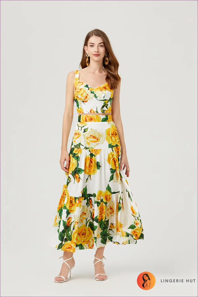 Floral Bustier Co Ord Set - Summer Festival Ease