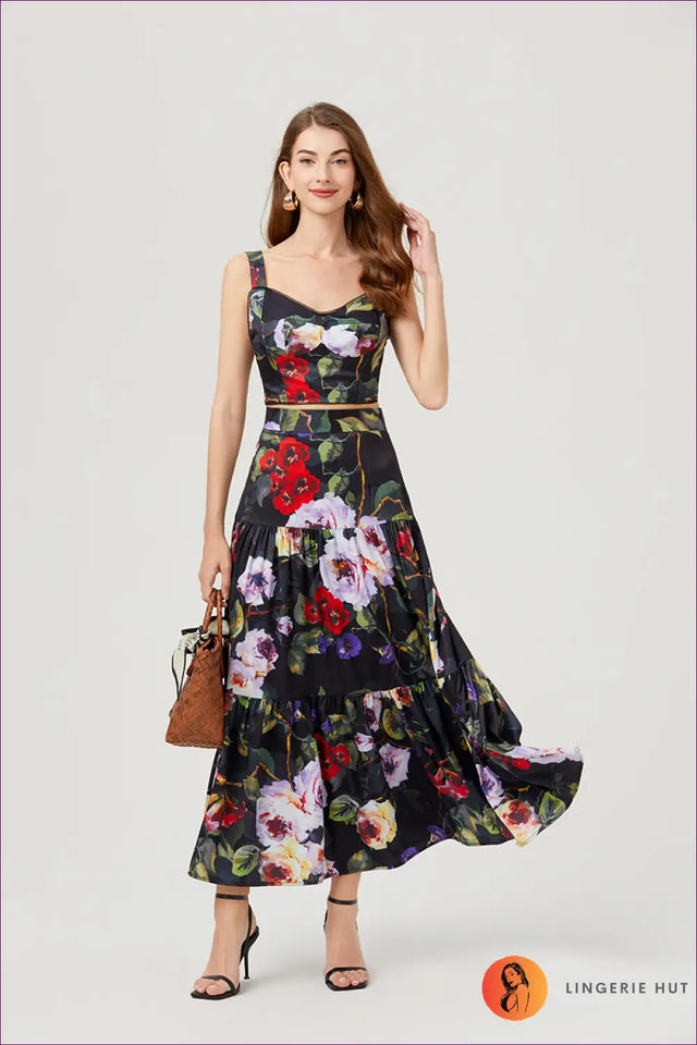 Floral Bustier Co Ord Set - Summer Festival Ease