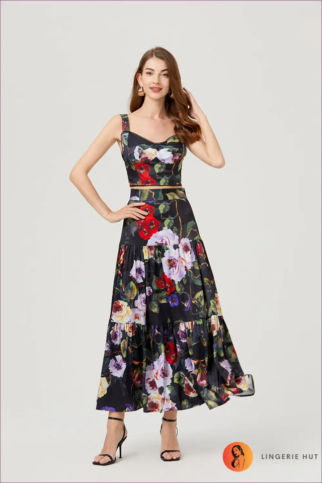 Floral Bustier Co Ord Set - Summer Festival Ease