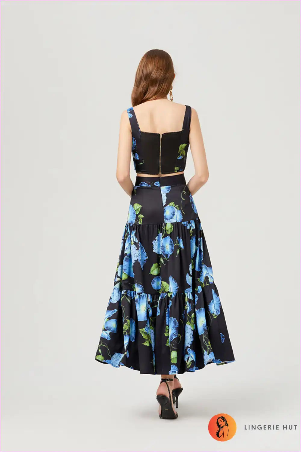 Two Piece Set with Floral Bustier - Festival Chic for A-line, Boho, Casual, co Ord, Crop