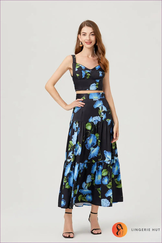 Floral Bustier Co Ord Set - Summer Festival Ease