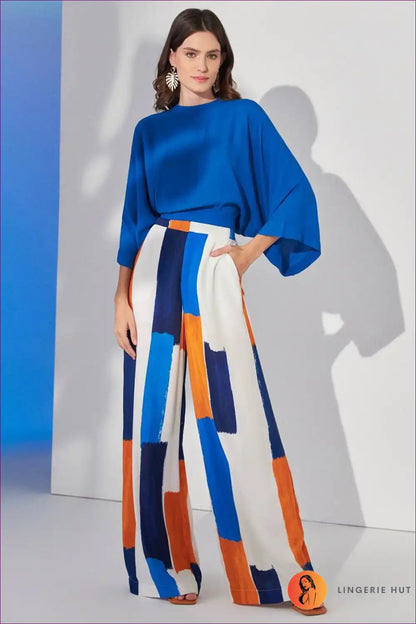 Two-piece Set with Geometric Print - Modern Professional for Autumn, Casual, co Ord, Everyday,