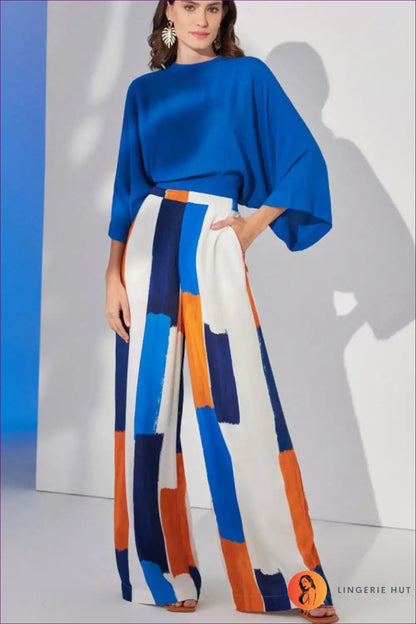 Two-piece Set with Geometric Print - Modern Professional for Autumn, Casual, co Ord, Everyday,