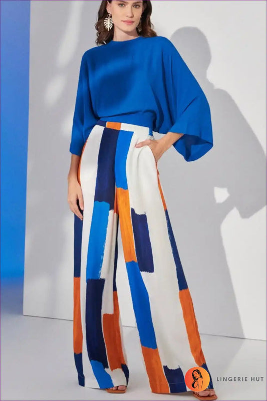 Two-piece Set with Geometric Print - Modern Professional for Autumn, Casual, co Ord, Everyday,