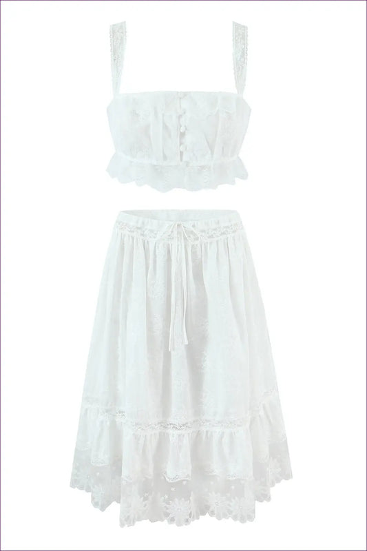 Two-piece Set with Lace Overlay - Garden Party Grace - co Ord - Lingerie Hut - A-line • Dress • Formal Wear • Glamour