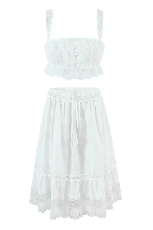 Two-Piece Lace Crop Top and Skirt Set