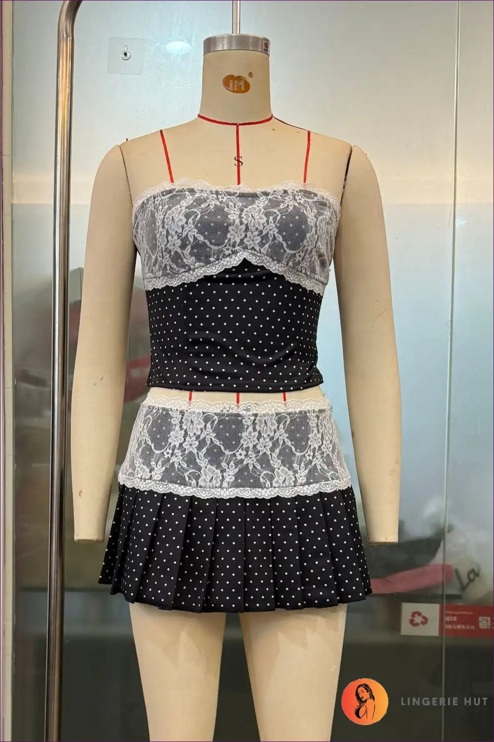 Two-piece Set with Polka Dot Pattern - Vintage Charm for A-line, All Season, Casual, co Ord, Everyday