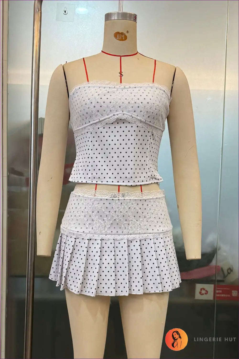 Two-piece Set with Polka Dot Pattern - Vintage Charm for A-line, All Season, Casual, co Ord, Everyday