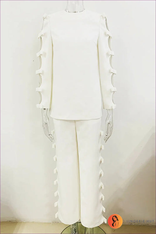 Two-piece Set with Ribbon Ties - Contemporary Edge - co Ord - Lingerie Hut - All Season • Backless • Casual • Cutout