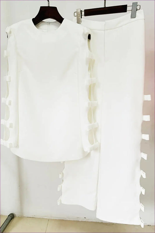 Two-piece Set with Ribbon Ties - Contemporary Edge - co Ord - Lingerie Hut - All Season • Backless • Casual • Cutout