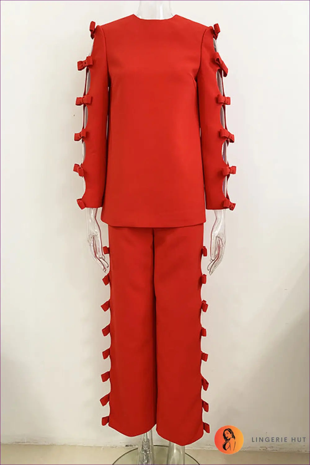 Two-piece Set with Ribbon Ties - Contemporary Edge - s / Red - co Ord - Lingerie Hut - All Season • Backless • Casual