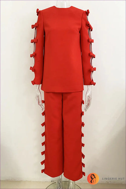 Two-piece Set with Ribbon Ties - Contemporary Edge - s / Red - co Ord - Lingerie Hut - All Season • Backless • Casual