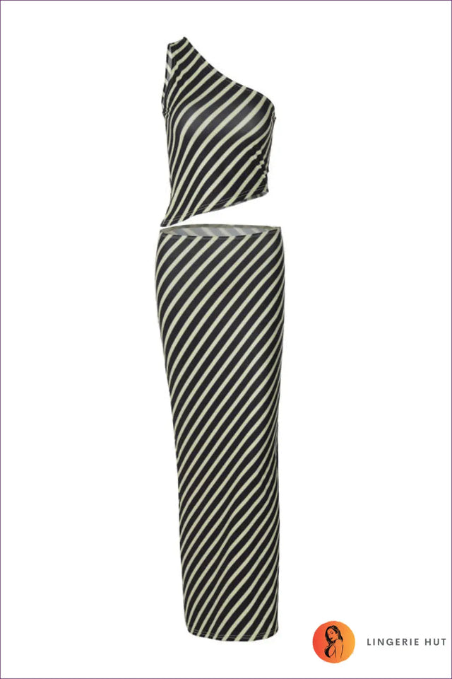 Stripe Co Ord Set With Crop & Midi Skirt - Effortless Coordination