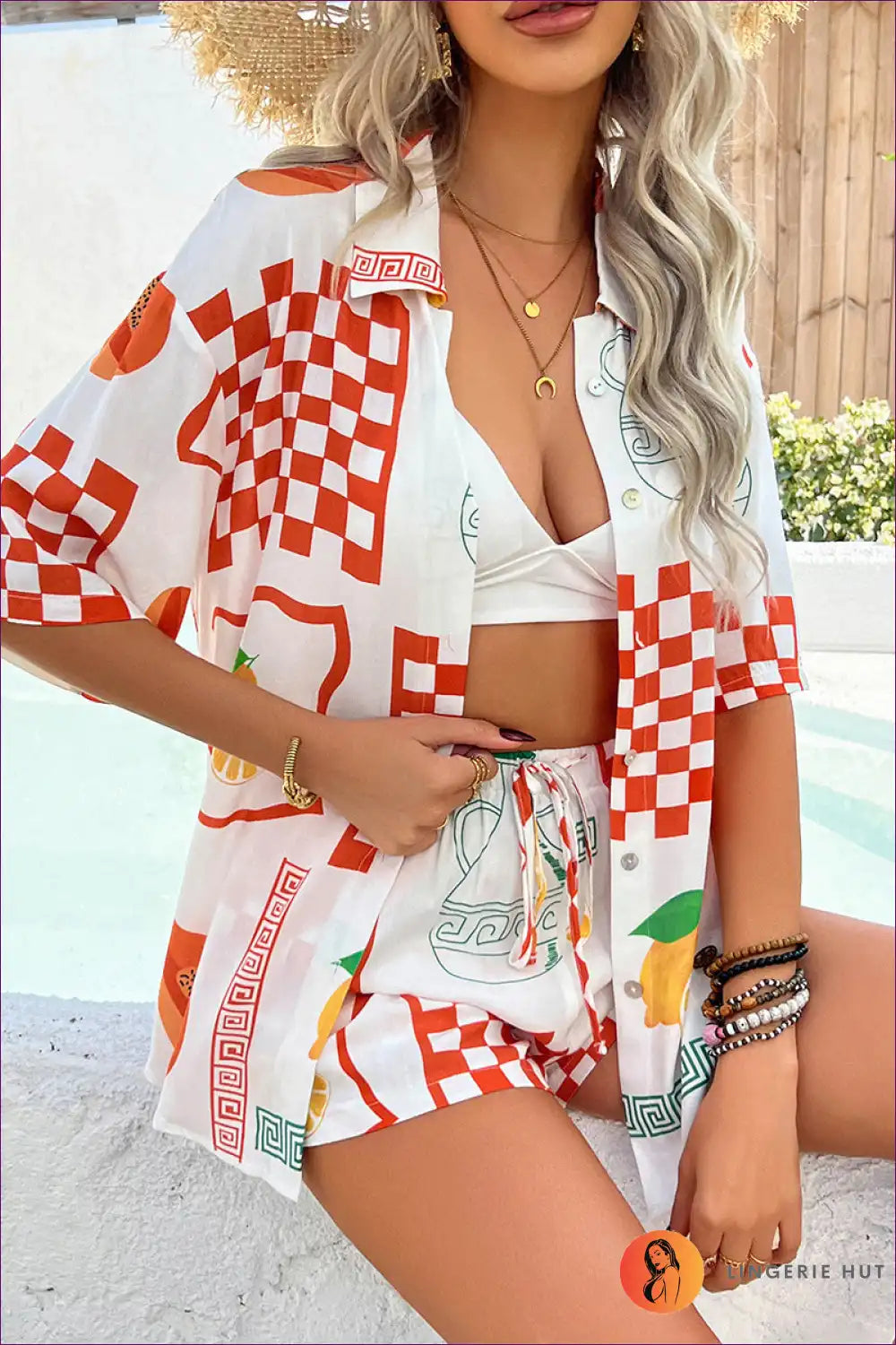 Two Piece Set with Sun Print - Holiday Confidence for Beachwear, Boho, Casual, co Ord, Crop