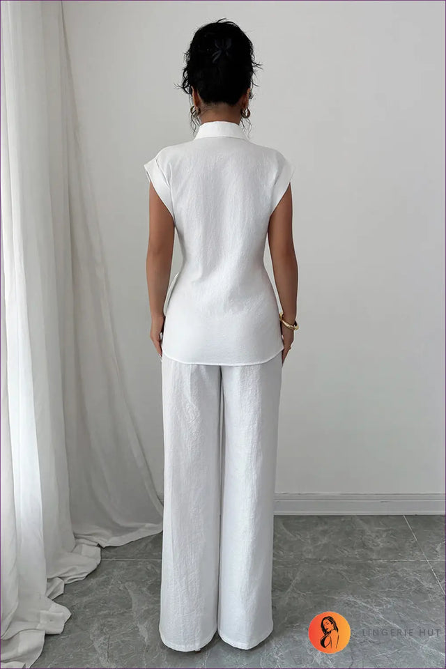 Two-Piece Co Ord Set with Tie Waist - Effortless Coordination